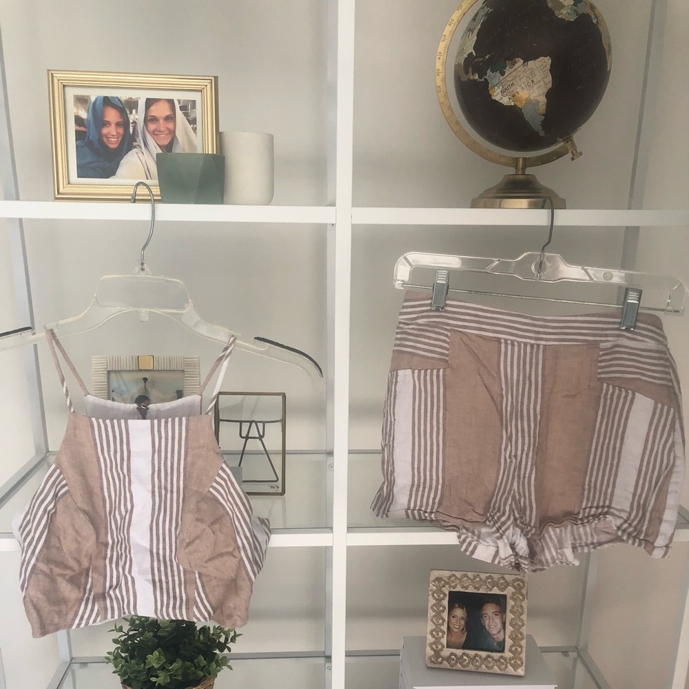 BCBG nude striped matching set